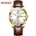 Marque OLEVS 6896 Mode Affaires En Cuir Véritable Montres Hommes Casual Chronographe Quartz Montre-Bracelet Relojes Al Por Mayor